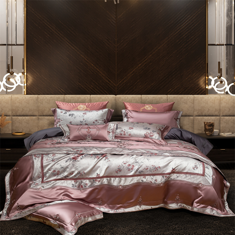 Embroidery Quilt Cover - Chic Rose Flowers Jacquard Satin Cotton