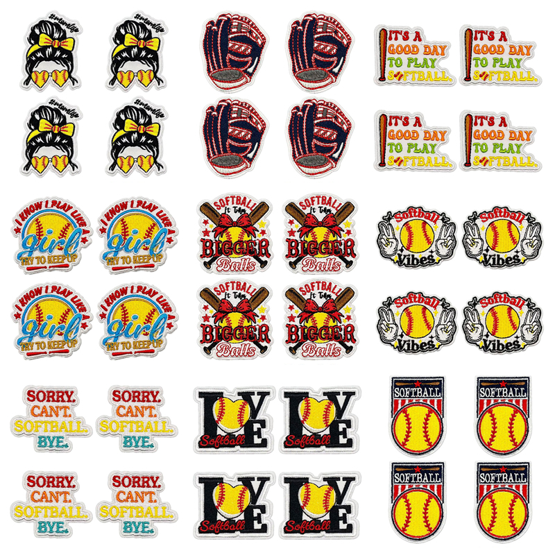 Embroidery Quote - 10PCS Softball Themed Iron On Patches,