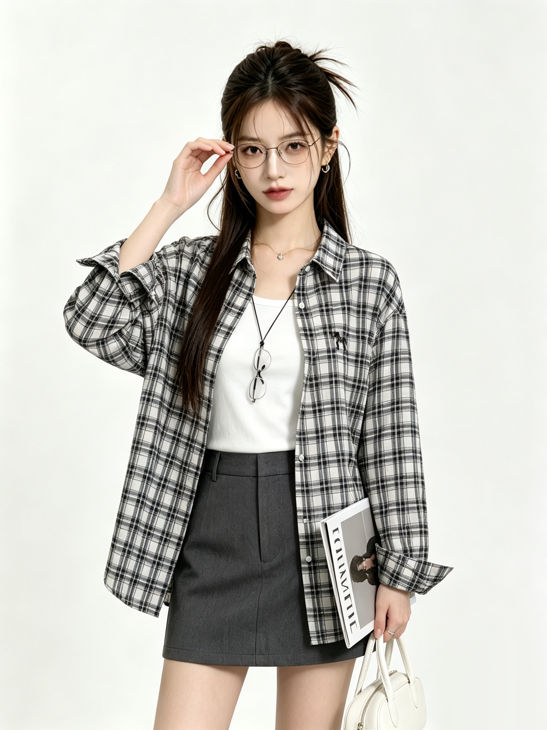 Embroidery Jacket - Retro Korean Plaid Sun Protection Shirt