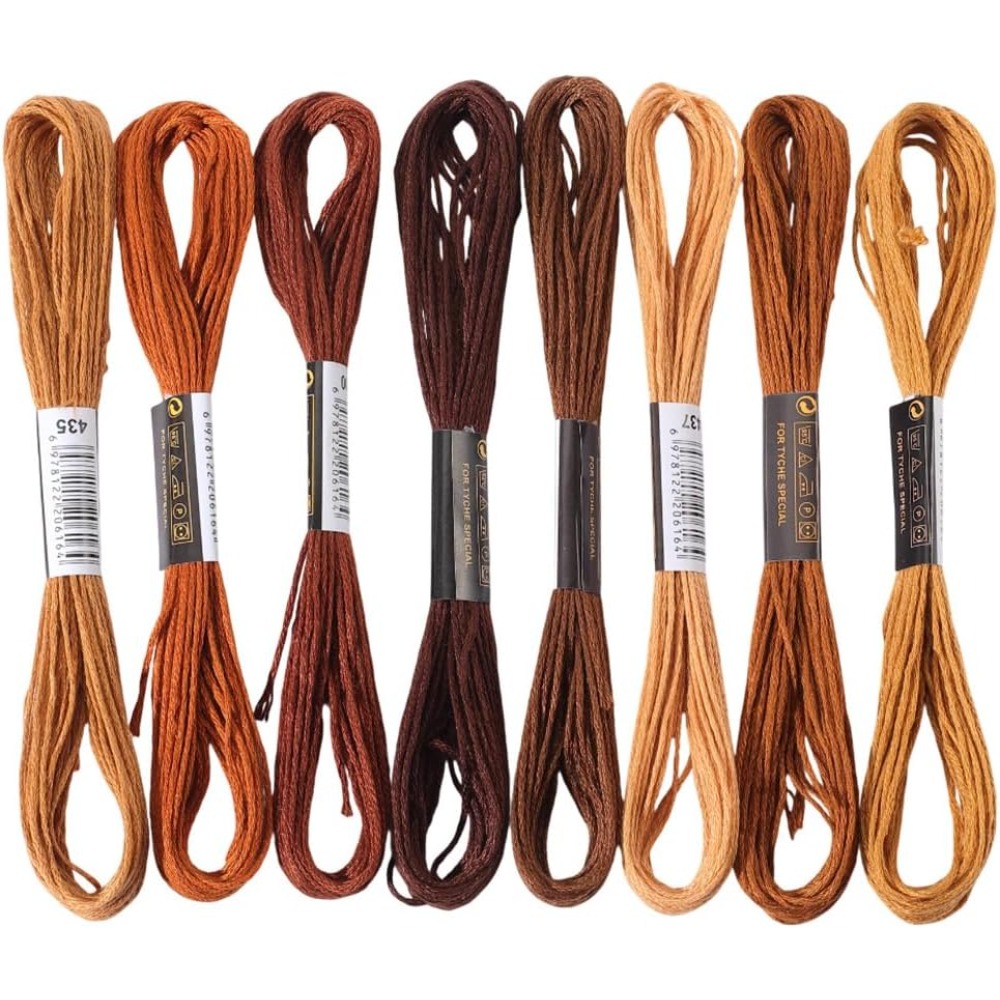 Embroidery Thread - 8 Skeins 6 Strands Brown Embroidery