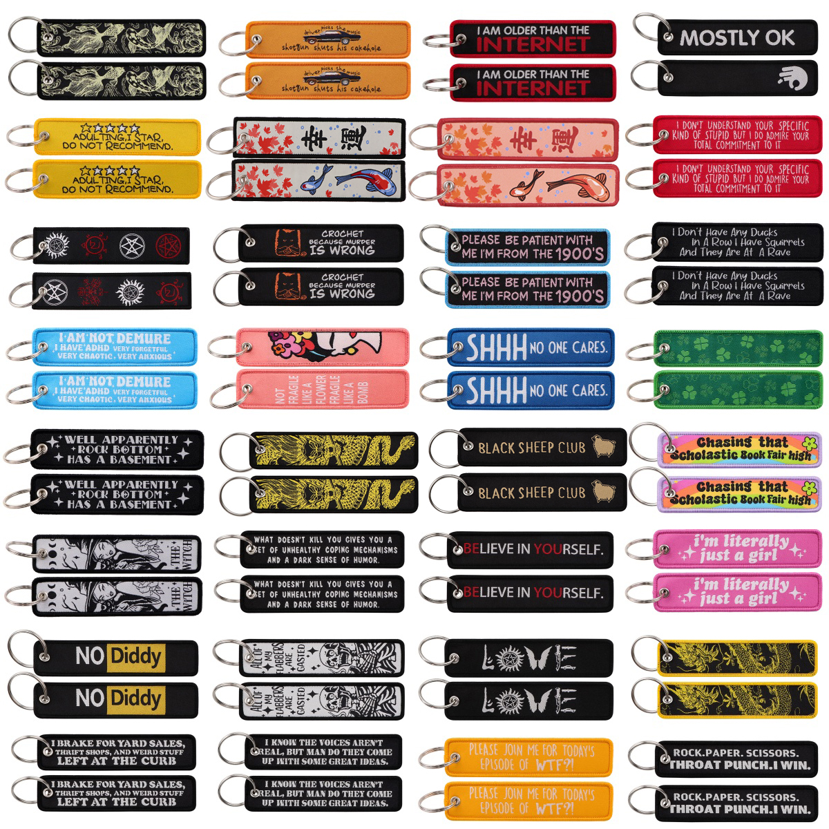 Embroidery Quote - Koi Embroidery Key Fobs Supernatural Key