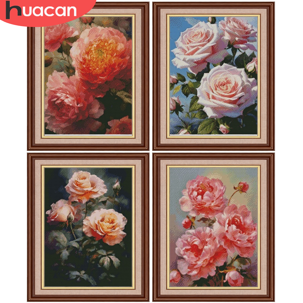 Embroidery Rose Stitch - HUACAN Embroidery Sets Rose Flower Cross