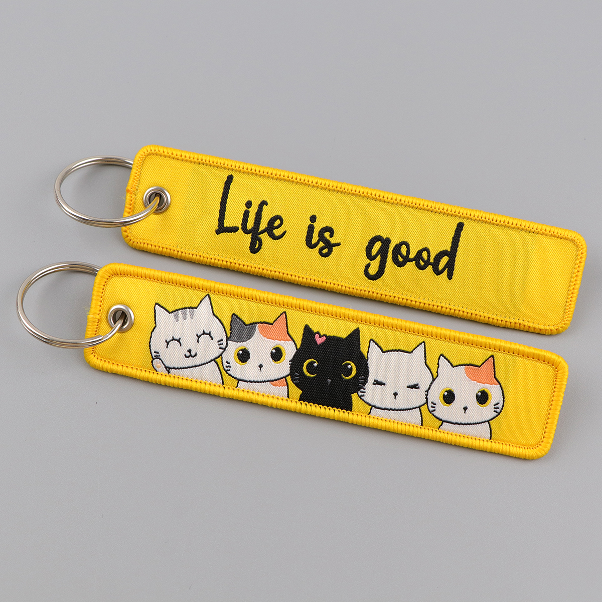 Embroidery Quote - Cute Cat Embroidery Key Fobs Cartoon