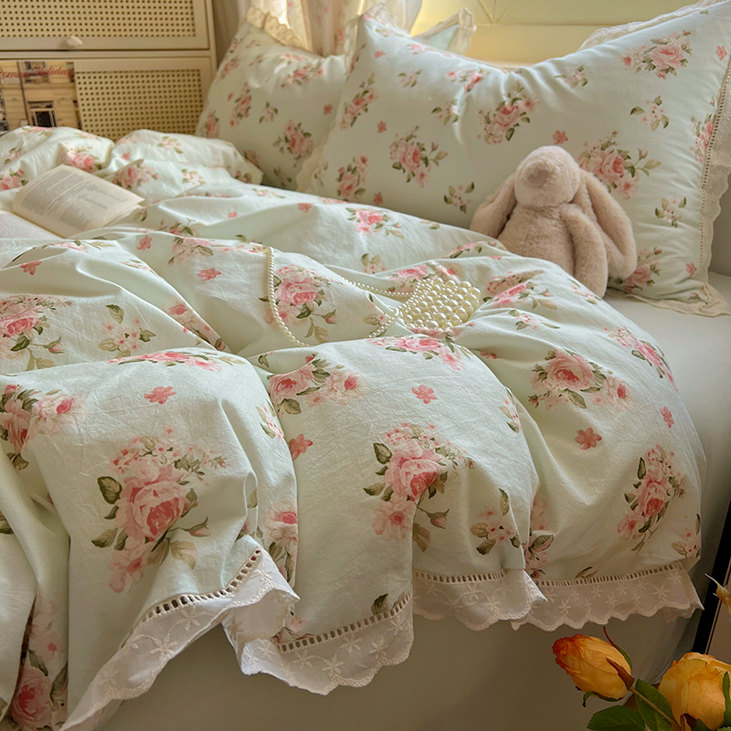Embroidery Quilt Cover - Washed Cotton Duvet Cover Sets Single/Queen/king