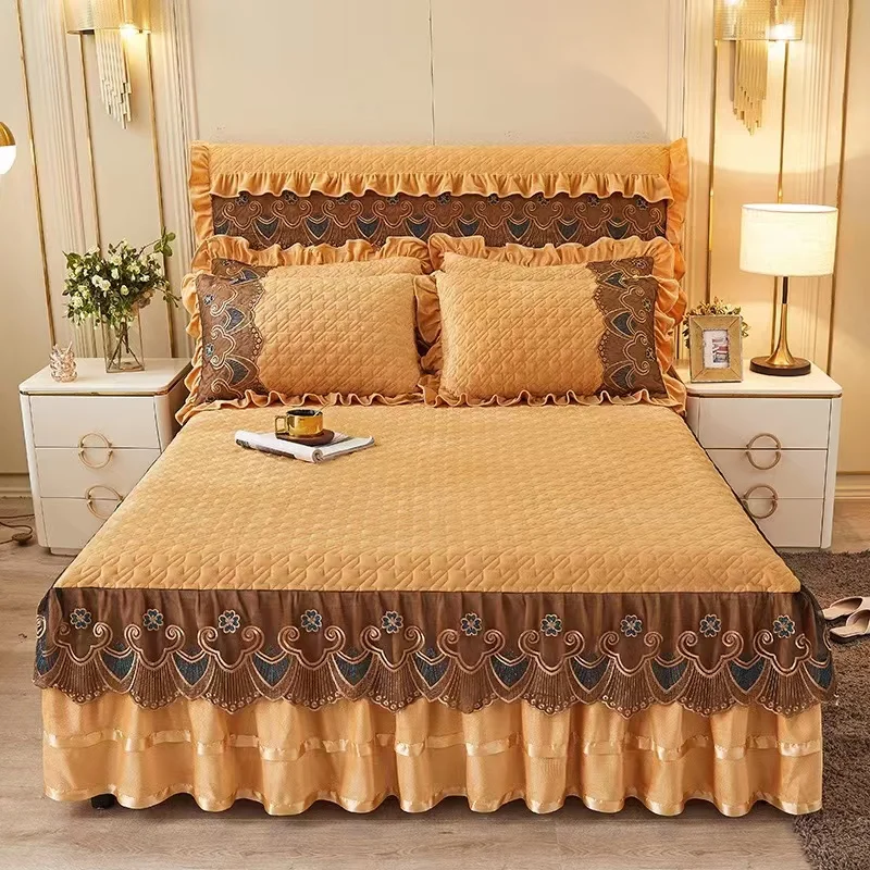 Luxury Thick Velvet Quilted Be - Embroidery Quilt Cover ulasan dan harga