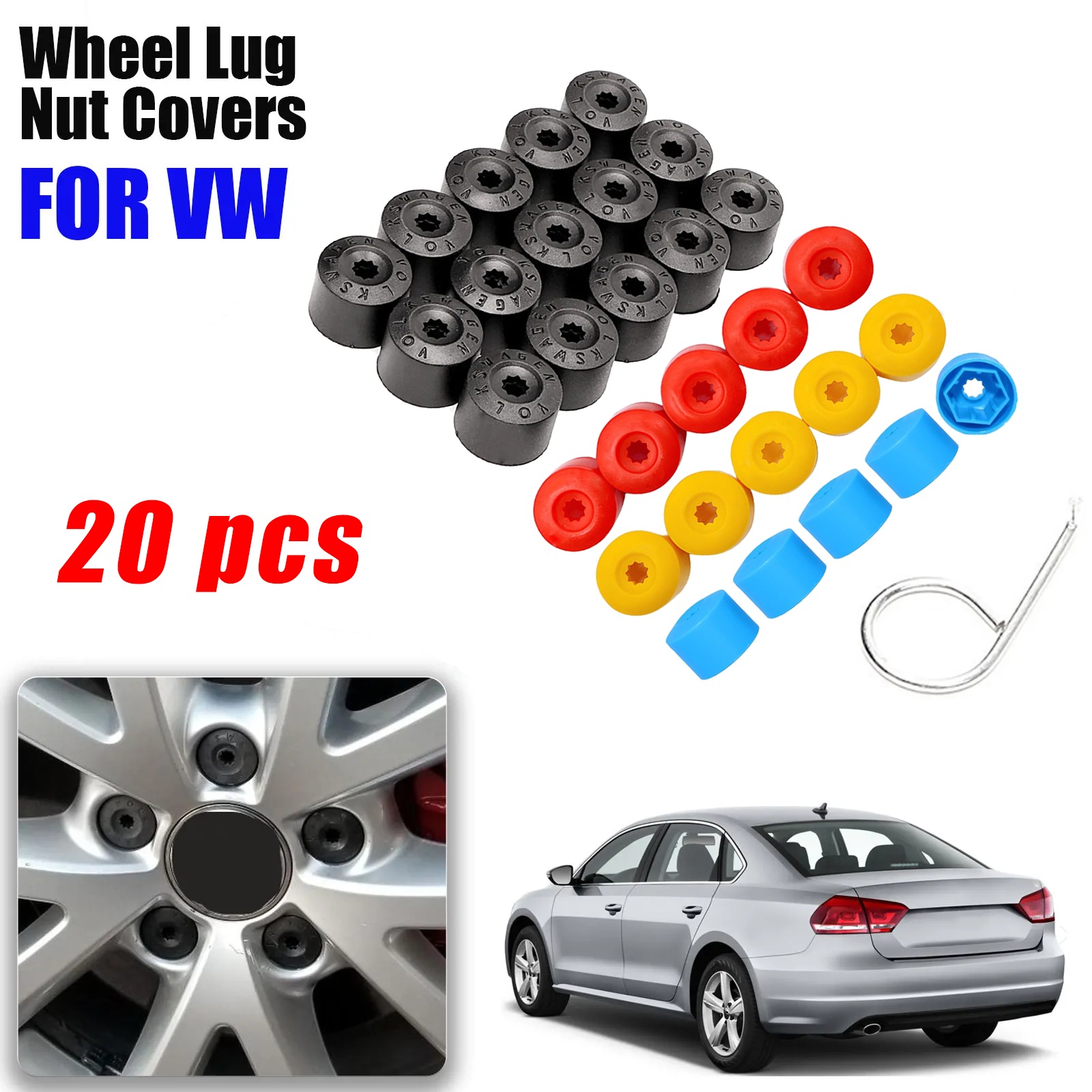 20PCS Car Wheel Lug Nut Covers - Embroidery Removal ulasan dan harga
