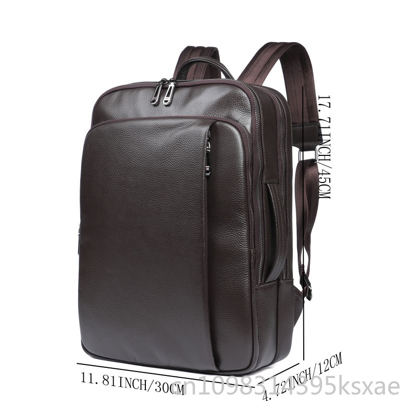 Men's Top Grain Leather Backpa - Embroidery Thread ulasan dan harga