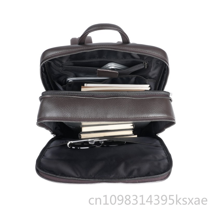 Men's Top Grain Leather Backpa - Embroidery Thread ulasan dan harga