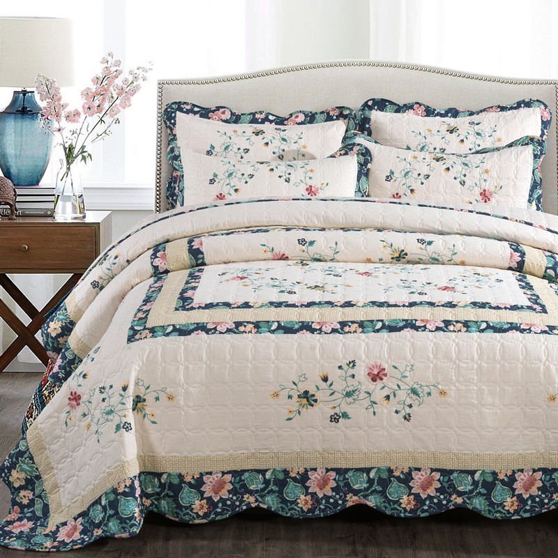 Floral Cotton Quilt Set, Quilt - Embroidery Quilt Cover ulasan dan harga