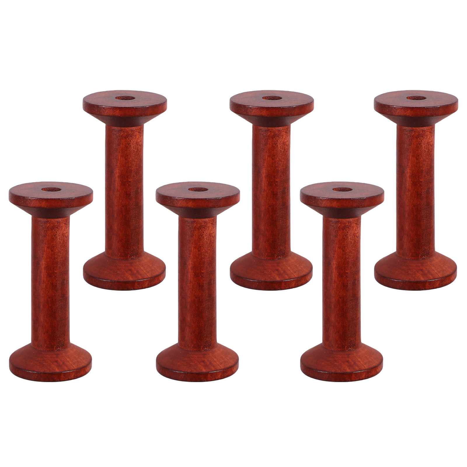 6Pcs Smooth Wood Thread Spools - Embroidery Thread ulasan dan harga