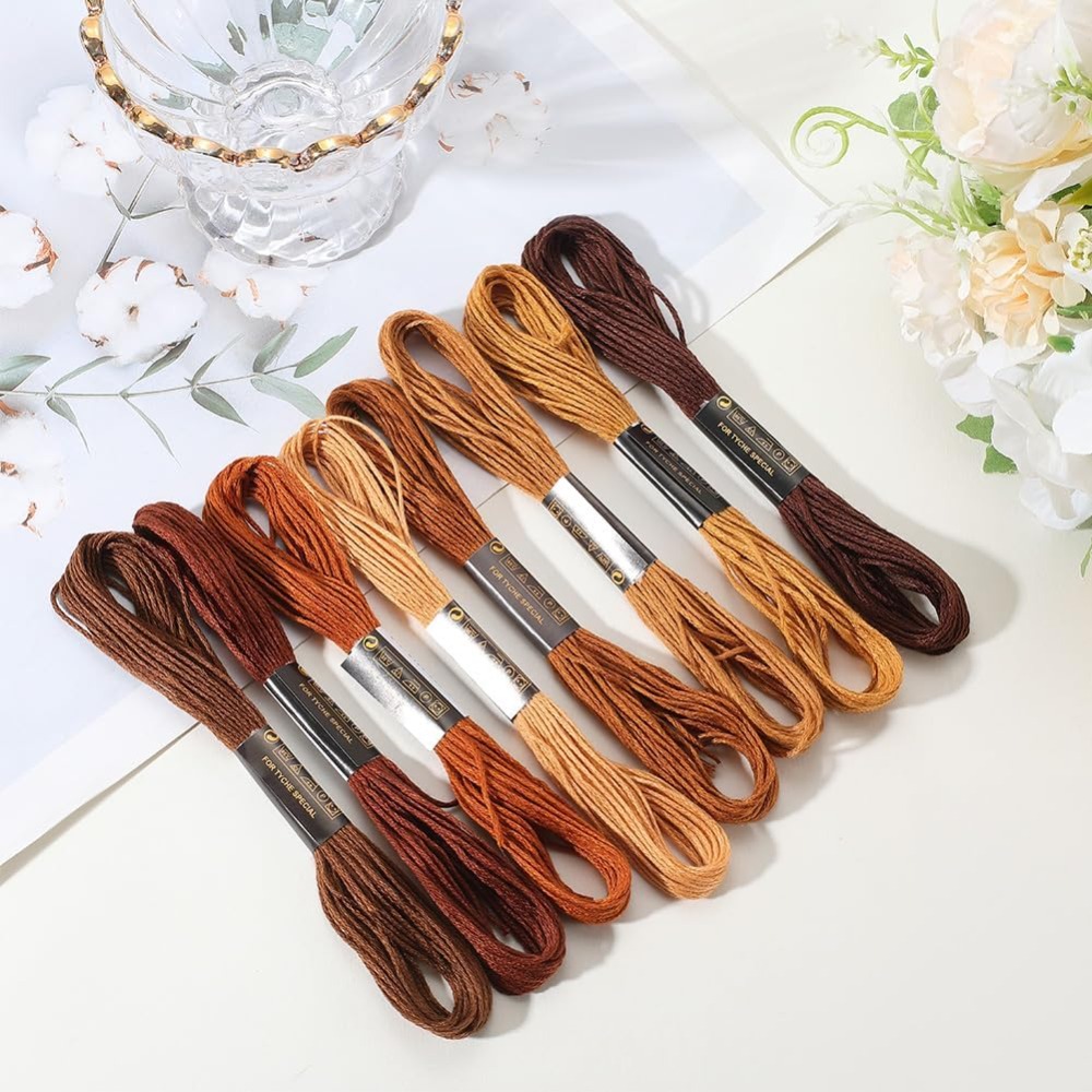 8 Skeins 6 Strands Brown Embro - Embroidery Thread ulasan dan harga
