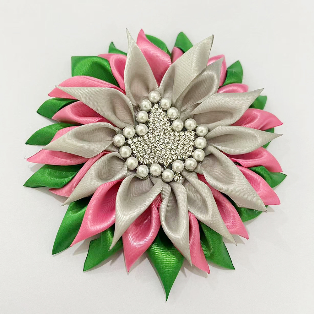 Exquisite pink and green satin - Embroidery Alpha ulasan dan harga