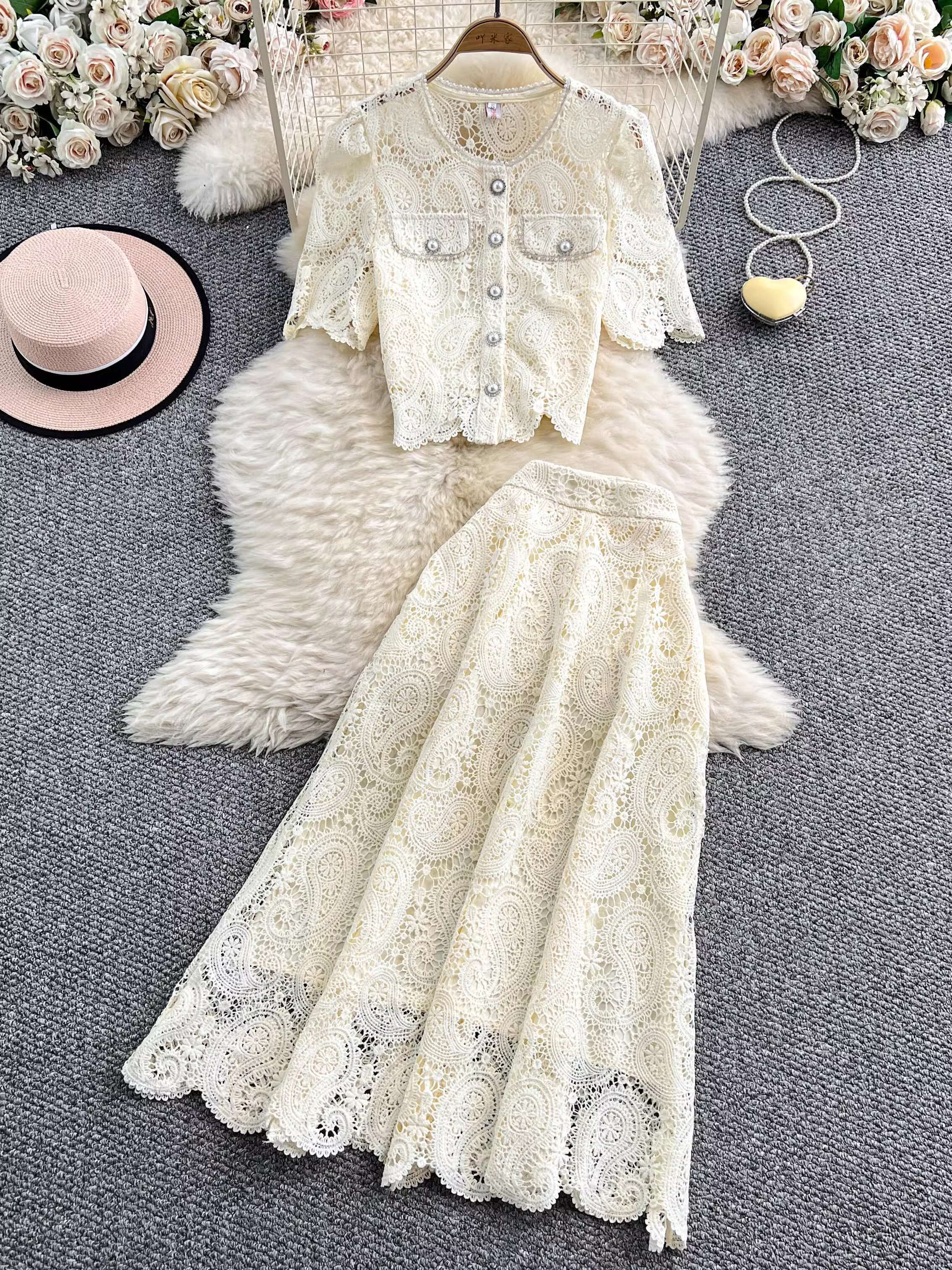Elegant Pearl Long Dress Suits - Embroidery Class ulasan dan harga