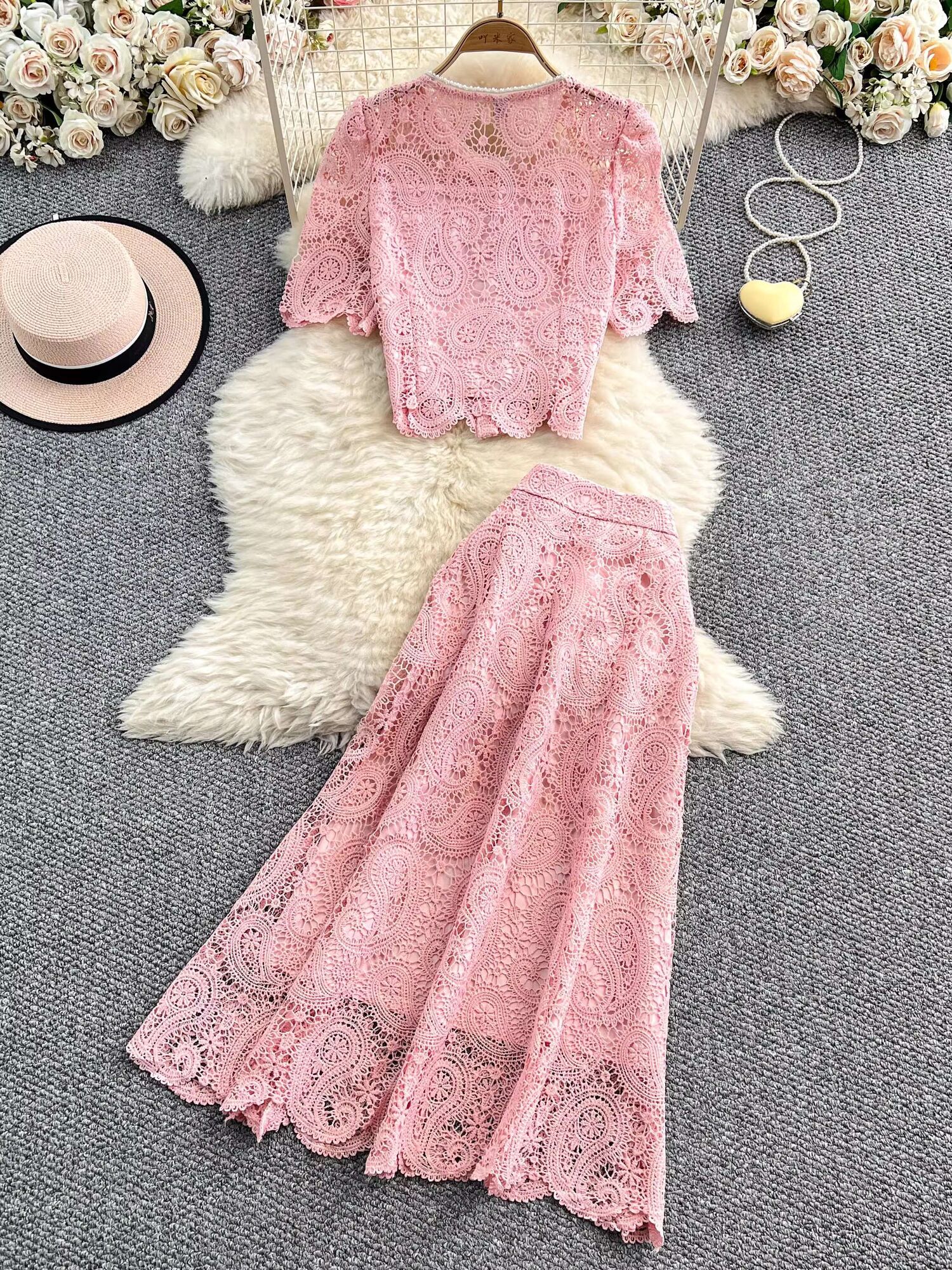 Elegant Pearl Long Dress Suits - Embroidery Class ulasan dan harga