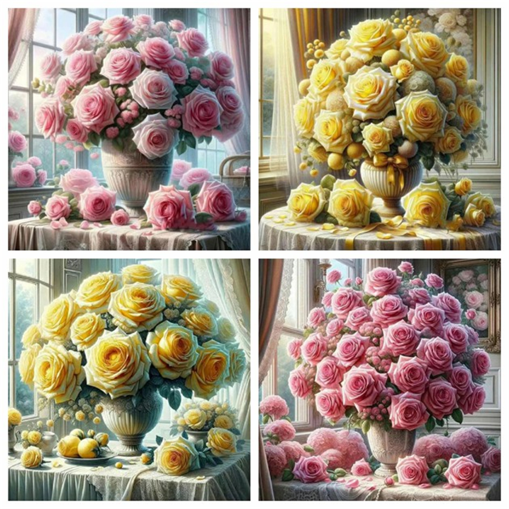 1PC frameless  5D Diy Diamond  - Embroidery Rose Stitch ulasan dan harga
