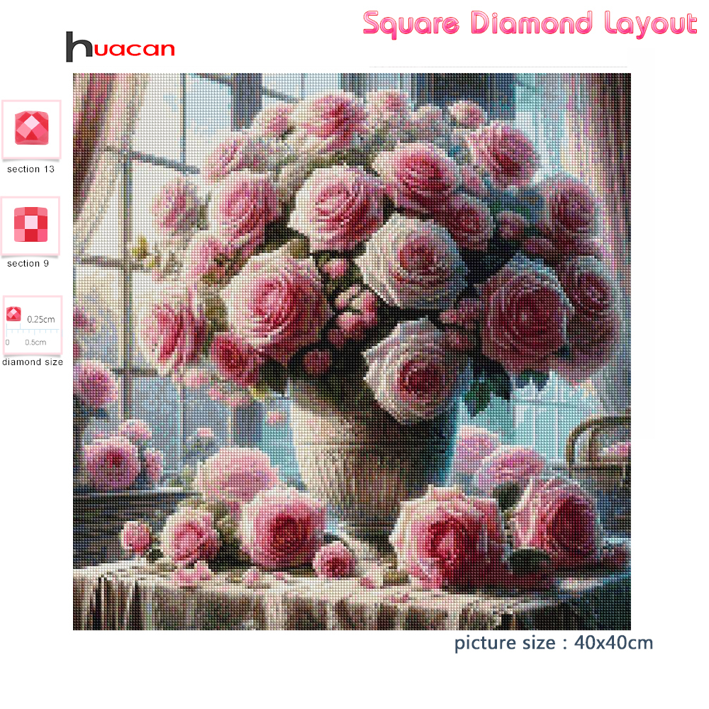 1PC frameless  5D Diy Diamond  - Embroidery Rose Stitch ulasan dan harga