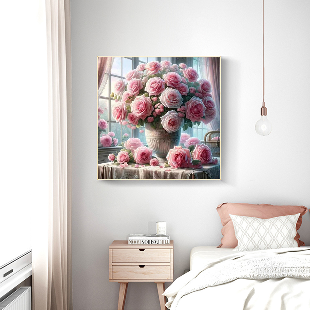 1PC frameless  5D Diy Diamond  - Embroidery Rose Stitch ulasan dan harga