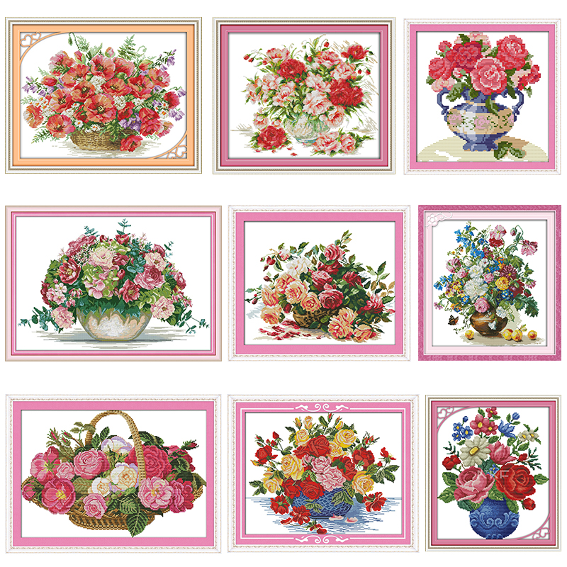 A Basket of Roses Cross Stitch - Embroidery Rose Stitch ulasan dan harga