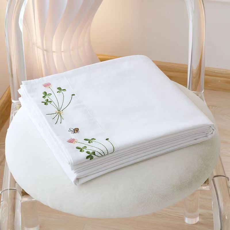 Pure White Bedding Sheet Flora - Embroidery Quilt Cover ulasan dan harga