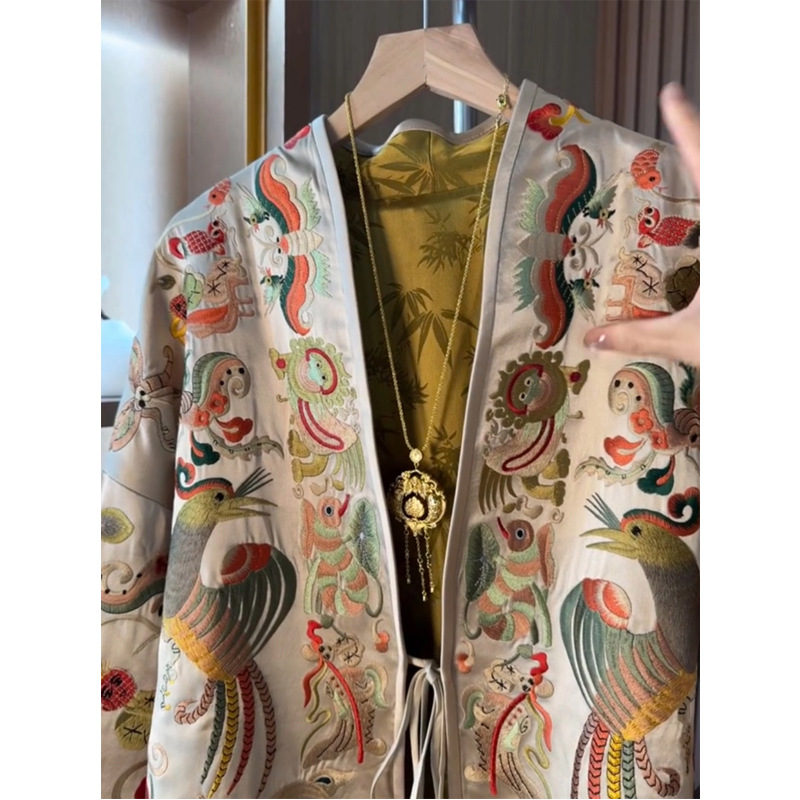 New Chinese Style Kimono Cardi - Embroidery Jacket ulasan dan harga