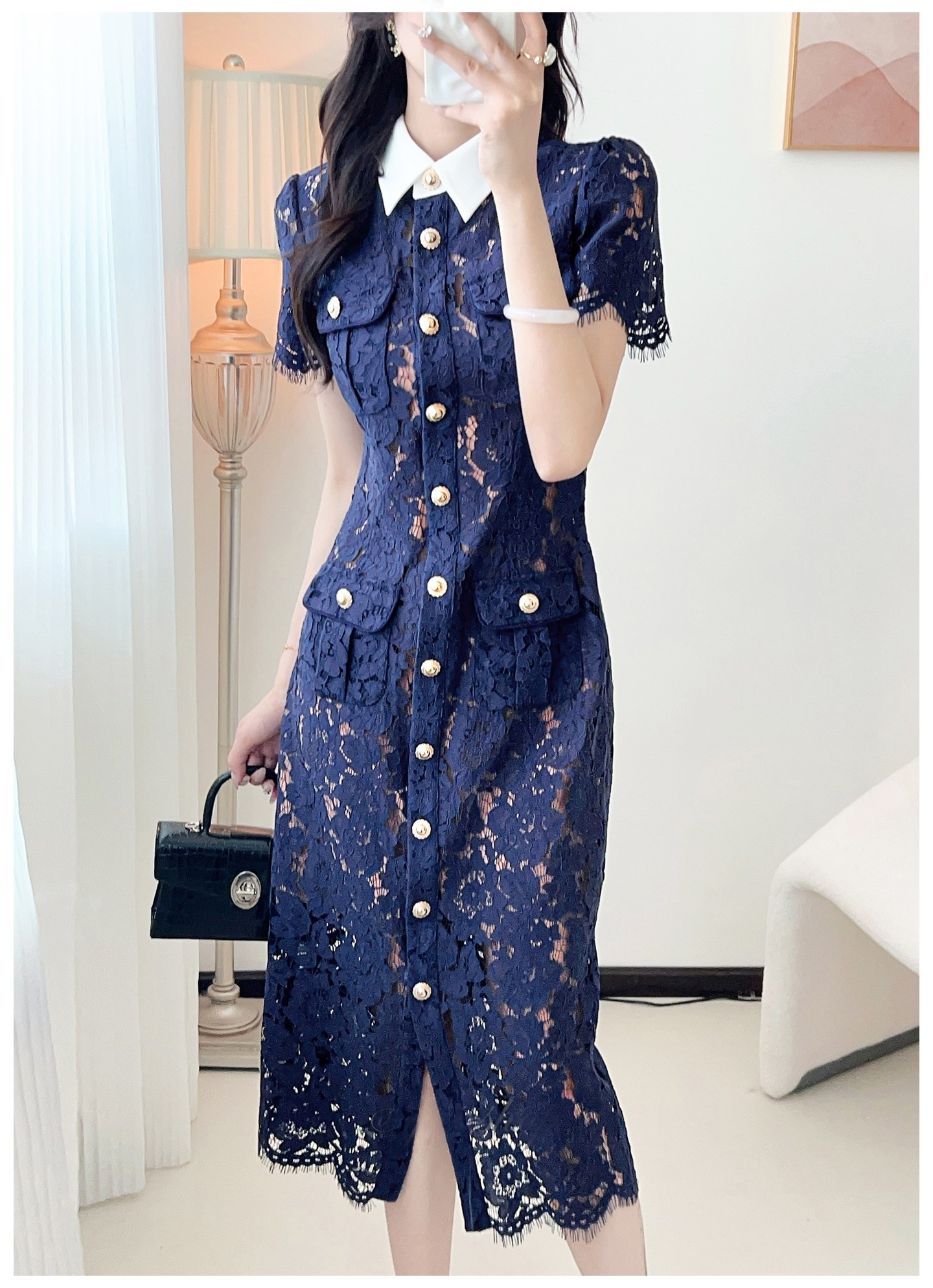 Orginal Boutique Navy Blue Lac - Embroidery Uk ulasan dan harga