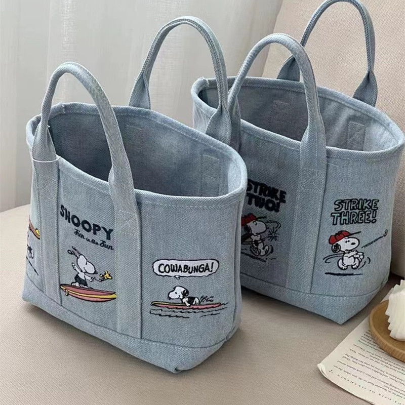 New Snoopy Comic Denim Tote, L - Embroidery Workshop ulasan dan harga