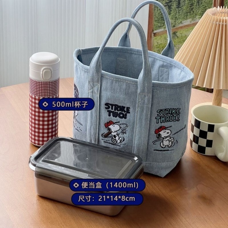New Snoopy Comic Denim Tote, L - Embroidery Workshop ulasan dan harga