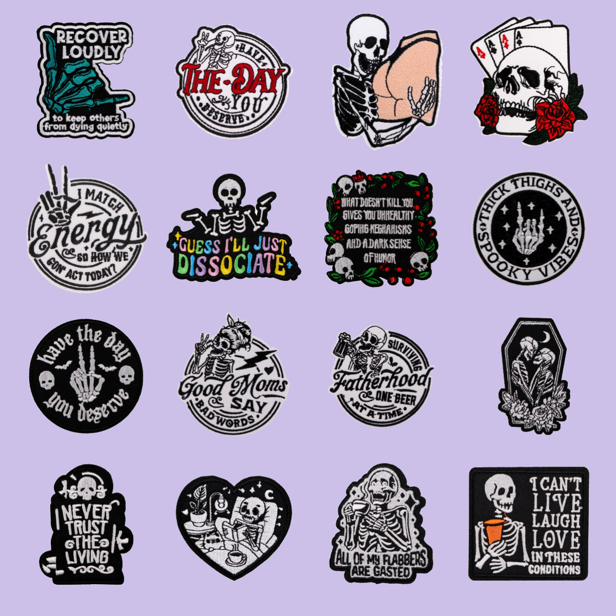 Skull Quotes Embroidery Patch  - Embroidery Quote ulasan dan harga