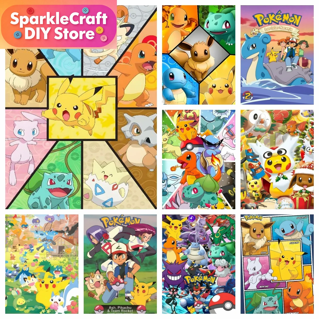 1pc frameless Cartoon Pokemon  - Embroidery H&M ulasan dan harga