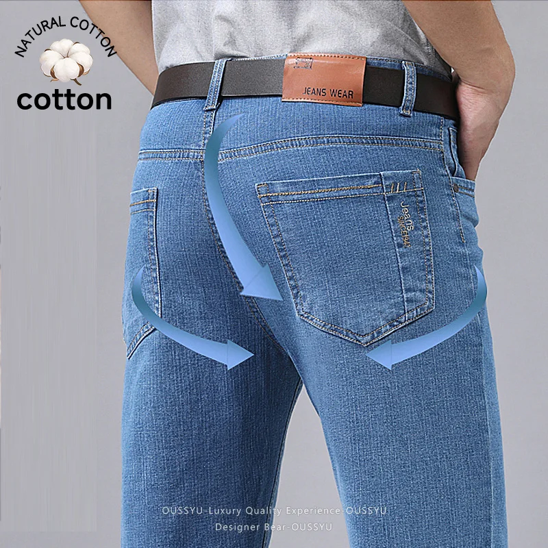 Summer Thin Men's Denim Jeans  - Embroidery Workshop ulasan dan harga
