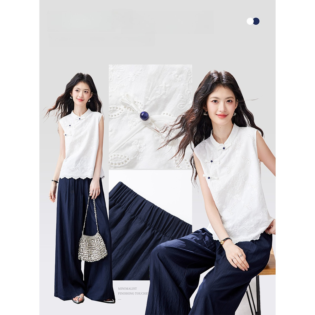 VIMLY Chinese Style Two Piece  - Embroidery Uniform ulasan dan harga