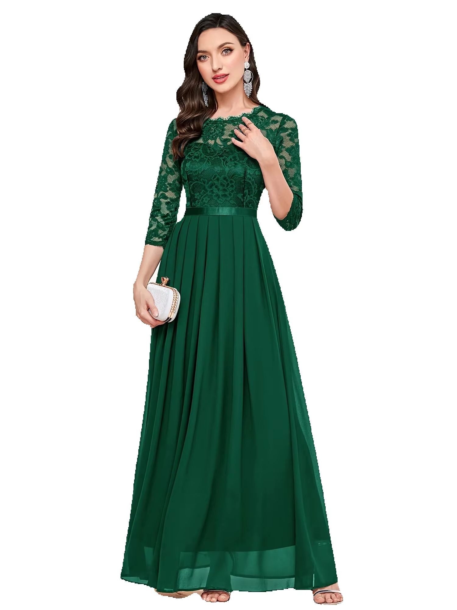 Elegant 3/4 Sleeve Lace Evenin - Embroidery Class ulasan dan harga
