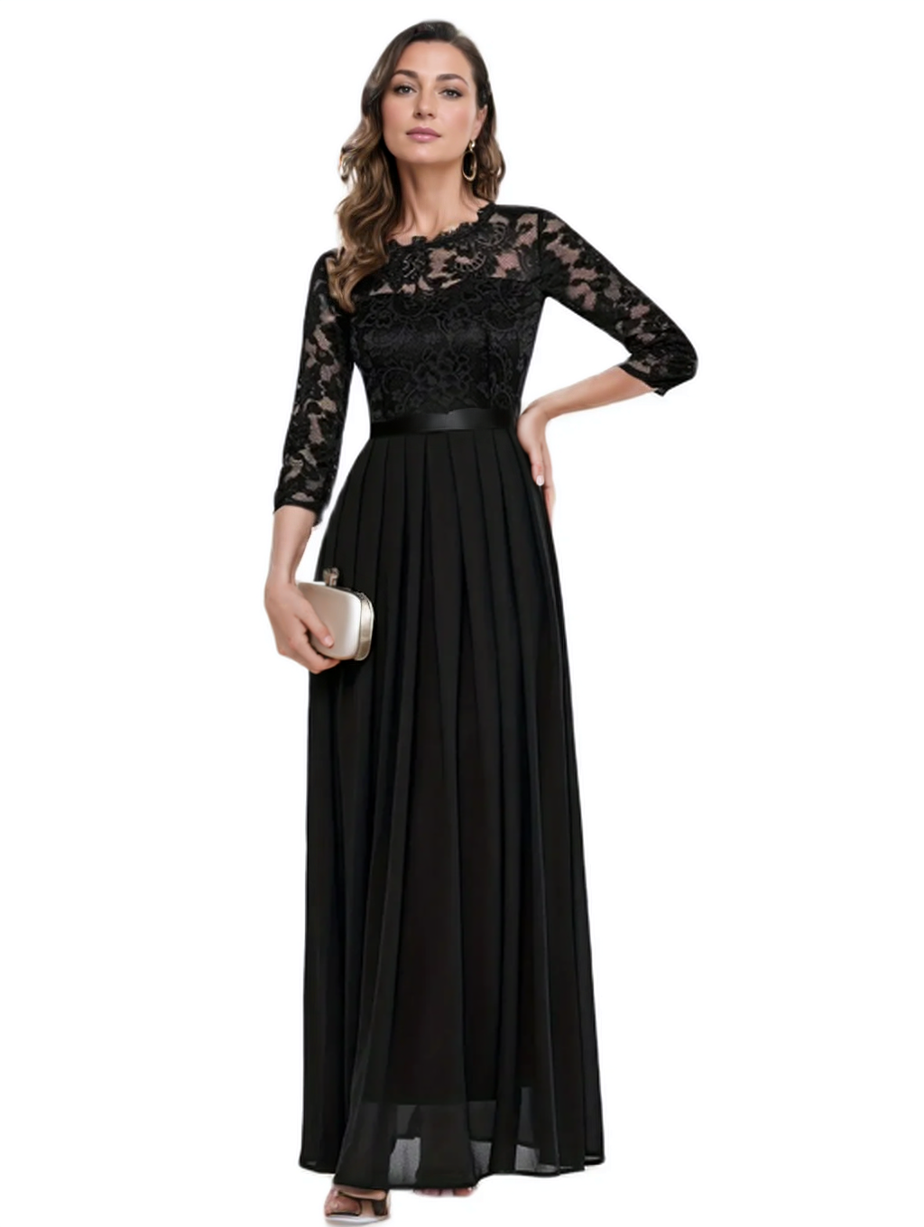 Elegant 3/4 Sleeve Lace Evenin - Embroidery Class ulasan dan harga