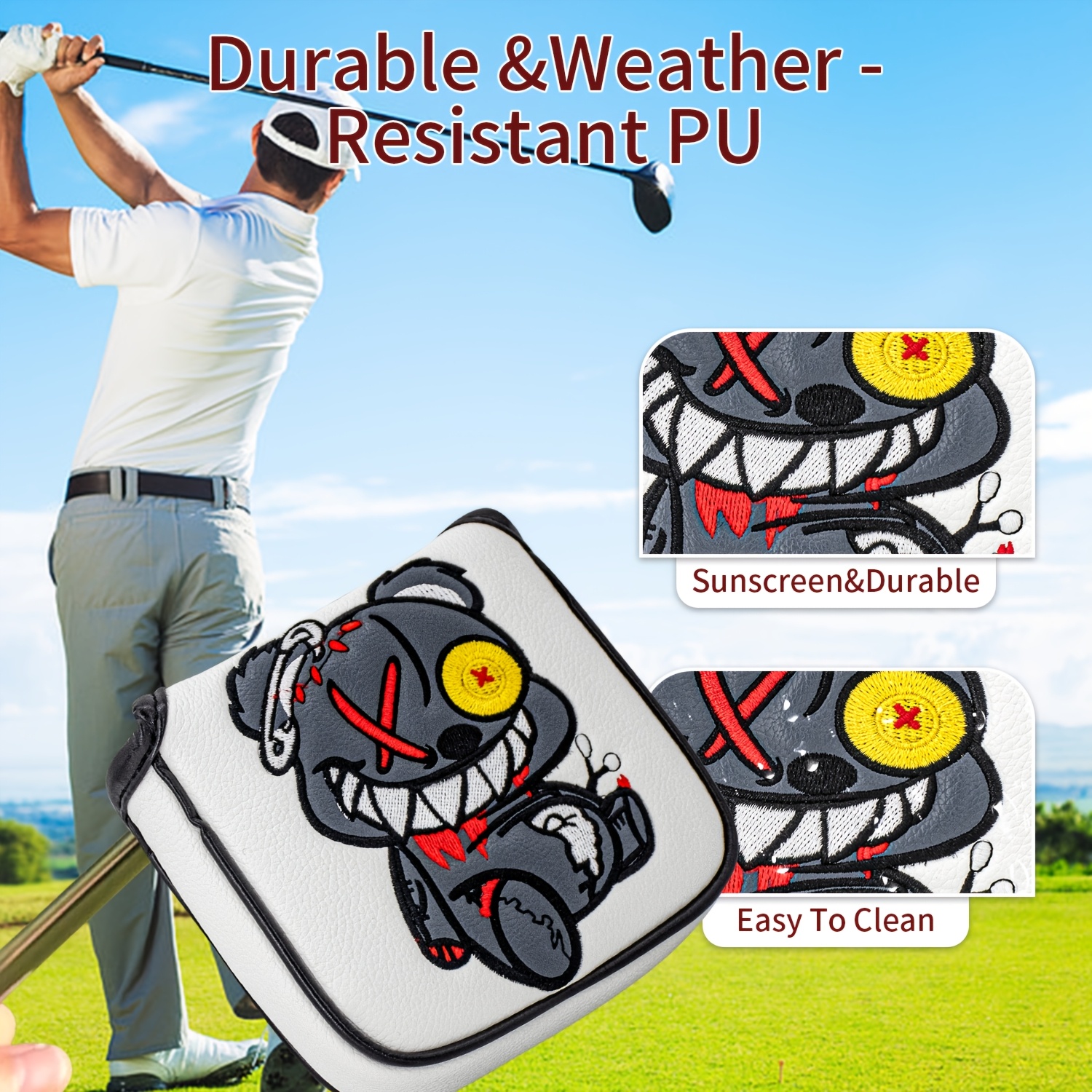 1pc Monocled Bear Design Golf  - Embroidery Design Free ulasan dan harga