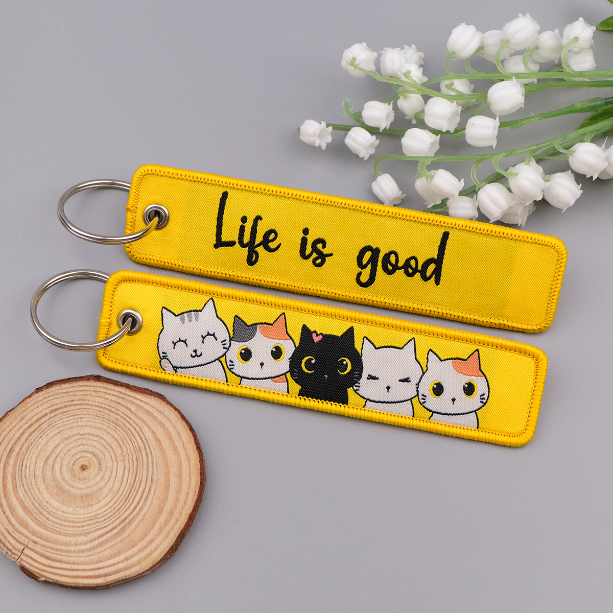 Cute Cat Embroidery Key Fobs C - Embroidery Quote ulasan dan harga