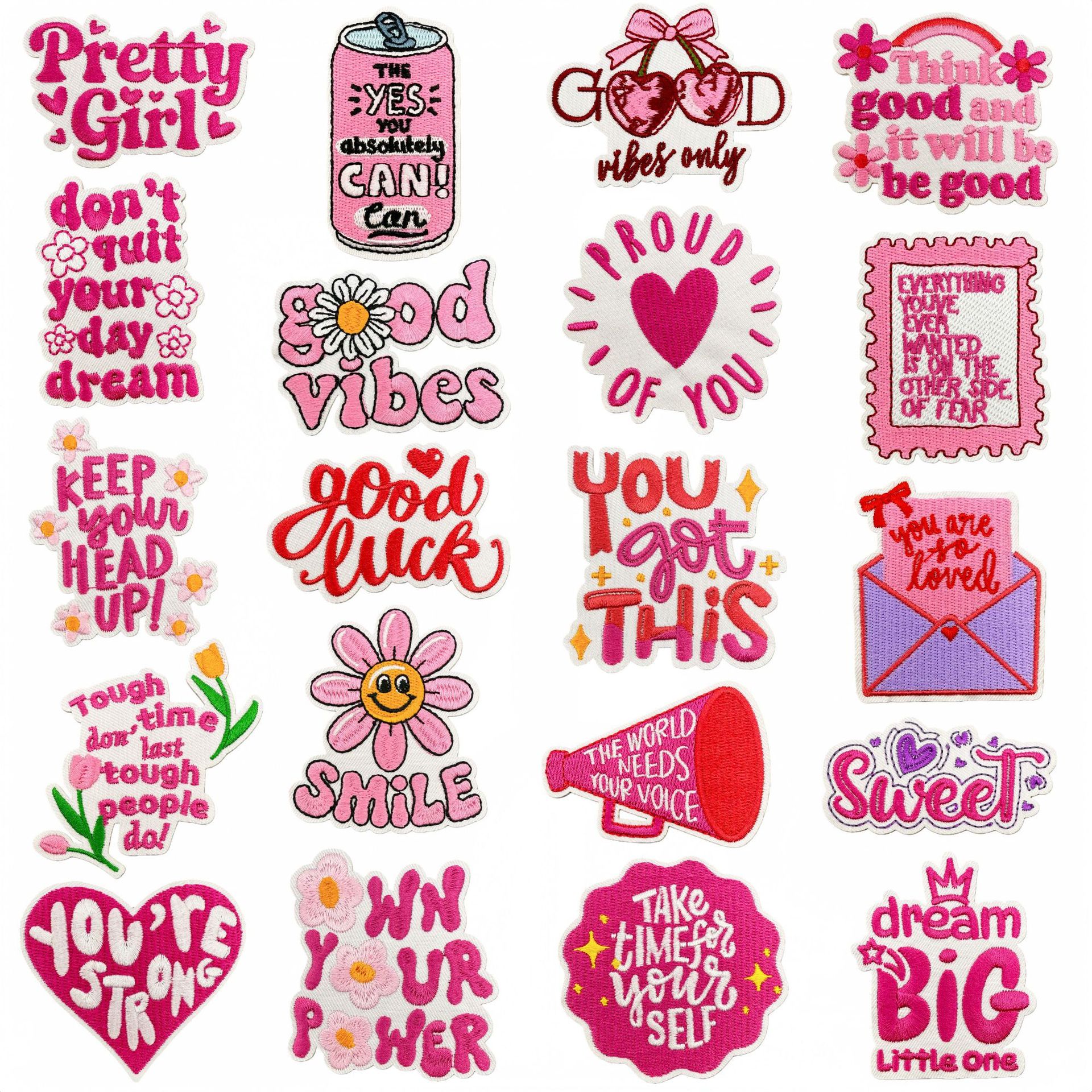 Pink Aesthetic Embroidery Patc - Embroidery Quote ulasan dan harga