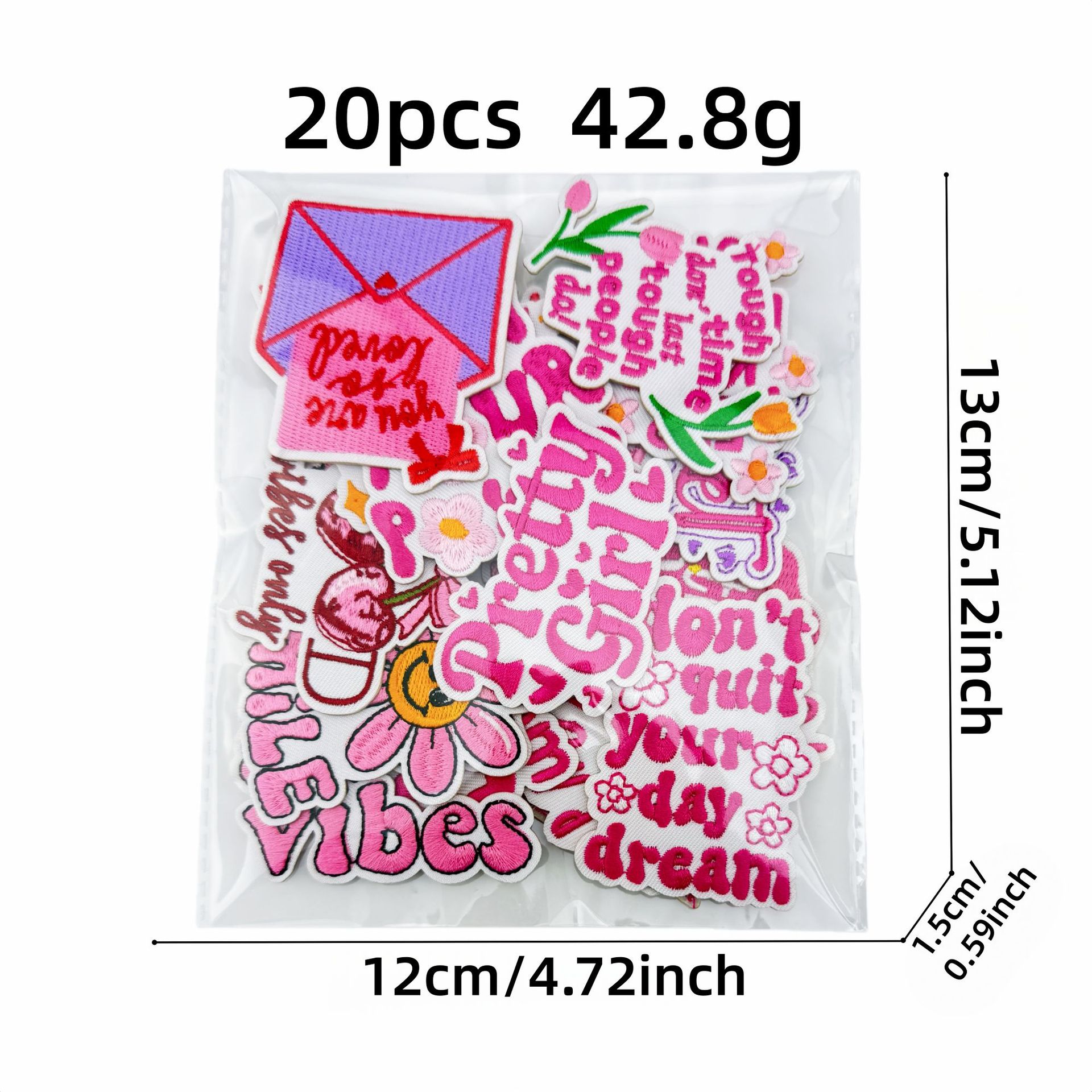 Pink Aesthetic Embroidery Patc - Embroidery Quote ulasan dan harga