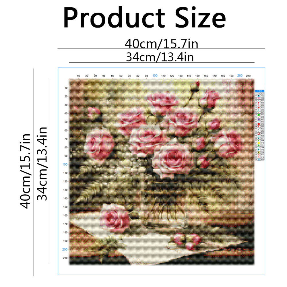 HUACAN Cross Stitch Kits Rose  - Embroidery Rose Stitch ulasan dan harga