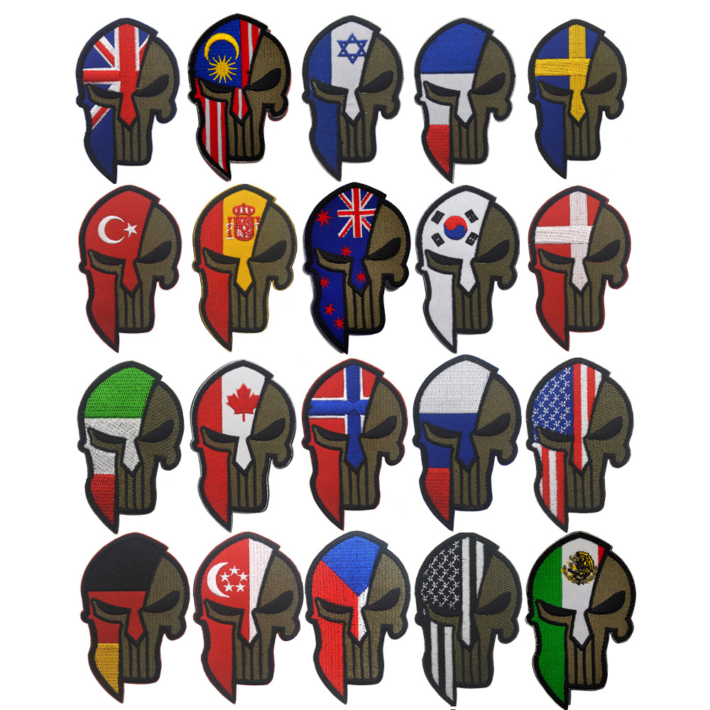 Skull Patch Russia USA France  - Embroidery Uk ulasan dan harga