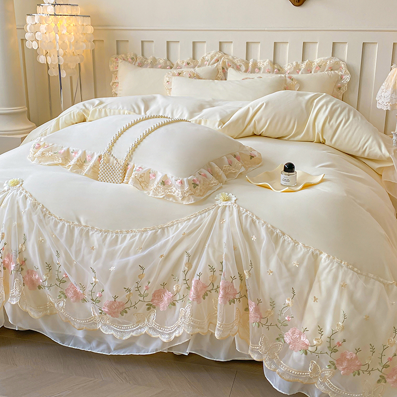 Lace Style Duvet Cover with Pi - Embroidery Quilt Cover ulasan dan harga
