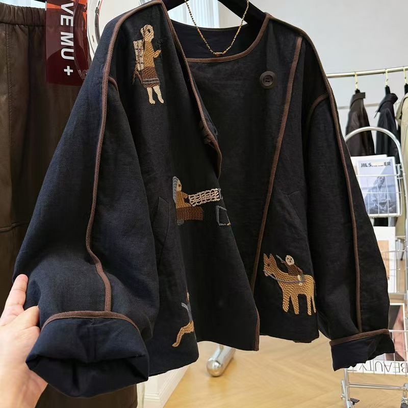 Heavy Embroidery Round Neck Sh - Embroidery Jacket ulasan dan harga